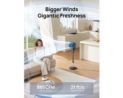 Elektrische Vloer Ventilator - Stille Staande Fan - Kamers Koelen - Ultra Krachtige Luchtcirculatie - Tot 24 Meter - Zwart