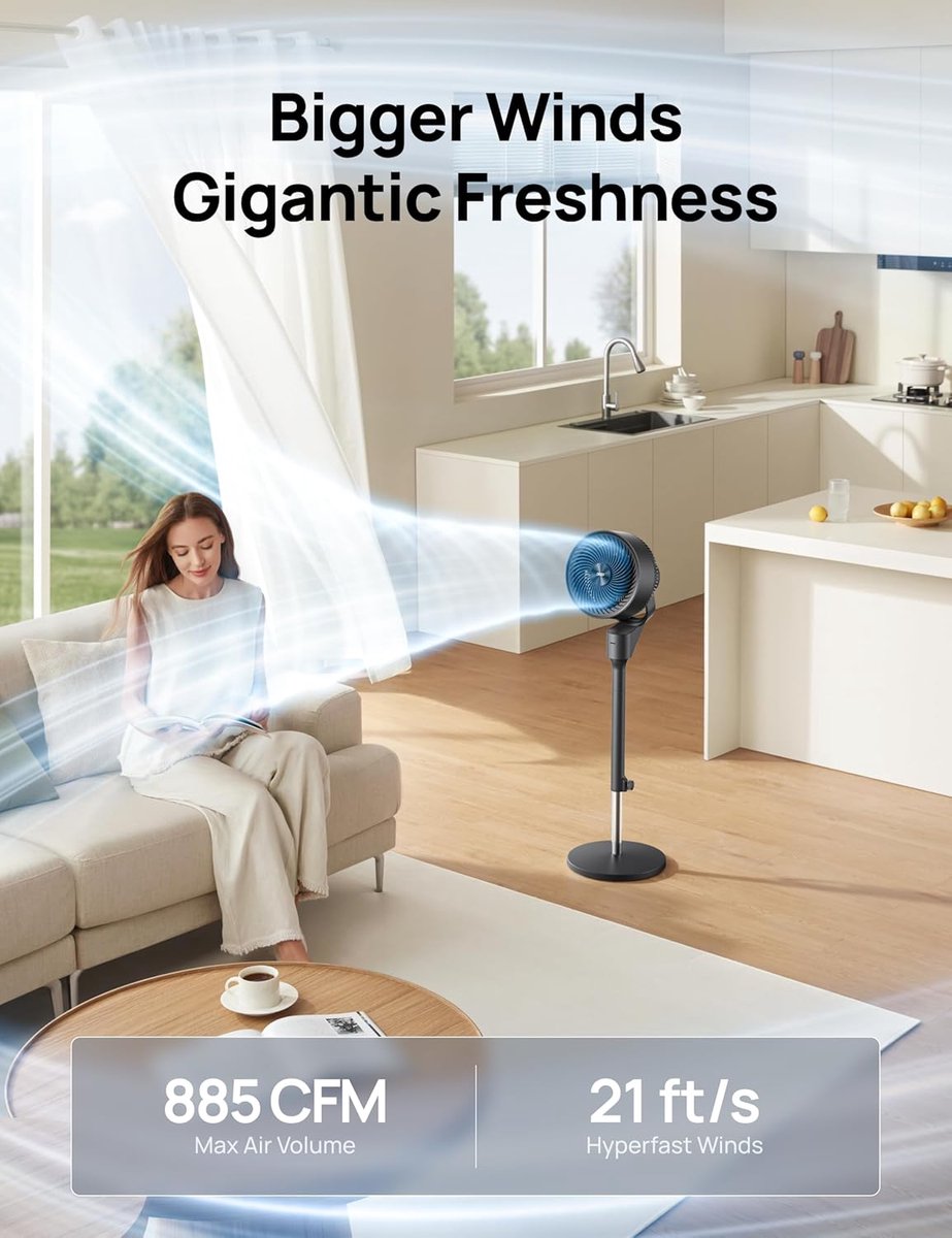 Elektrische Vloer Ventilator - Stille Staande Fan - Kamers Koelen - Ultra Krachtige Luchtcirculatie - Tot 24 Meter - Zwart