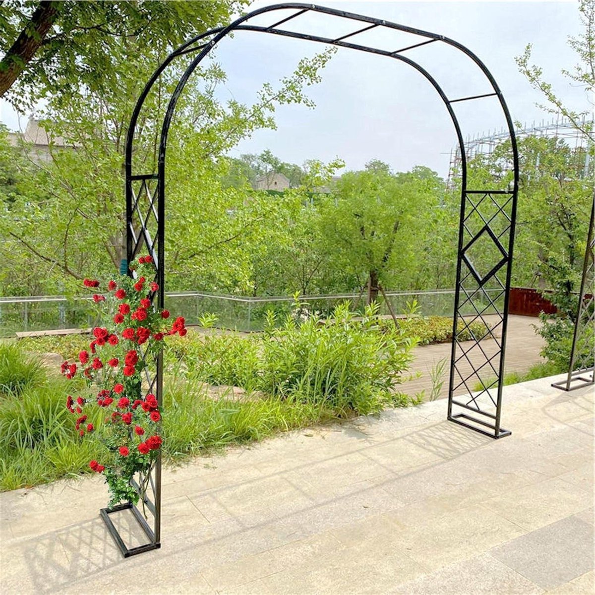 Tuinboog - Klimplanten boog - Romantische entree - Met basis - 380x230cm - Wit