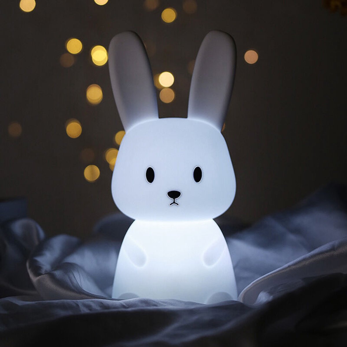 Siliconen konijnen nachtlampje, 7 lichtstanden, USB-oplaadtimer, nachtlampje, cadeau speelgoed