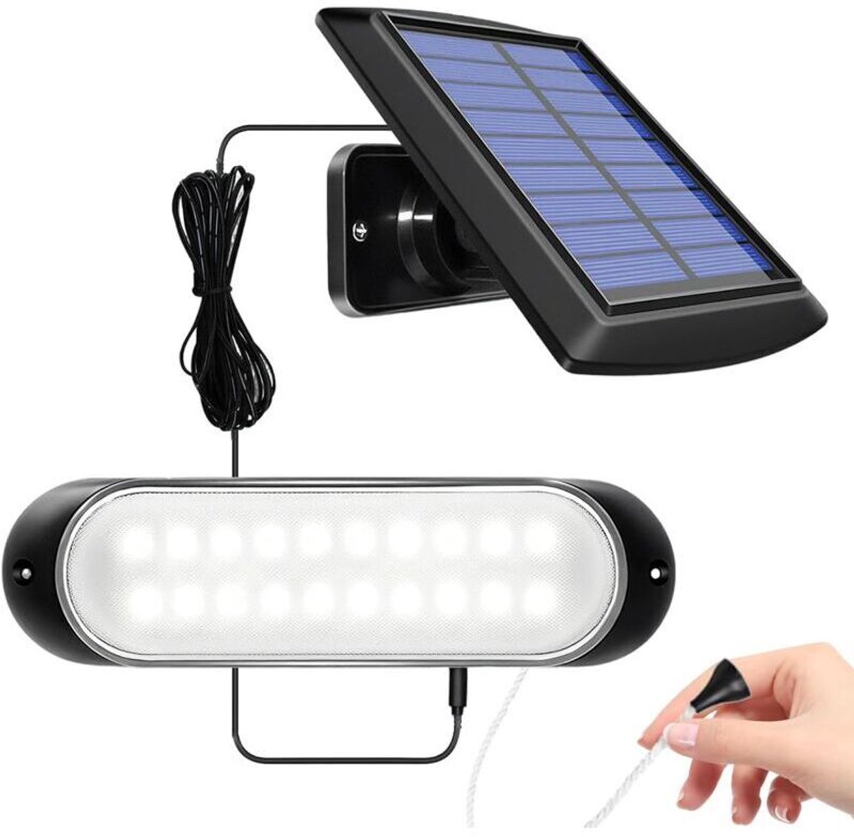 Hangende solar lampgeschikt voor binnen en buiten, waterdicht, 20 LED's geschikt voor snoerbediening, geschikt voor tuinen, garages en paden.