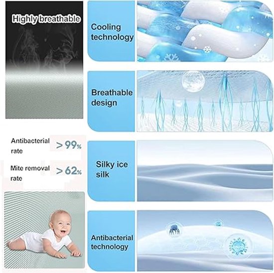 Zomerslaapmat - Koelmat Matras - Verkoeling Zomer - Ademend Microvezel - 150x200cm - Groen — afbeelding 3