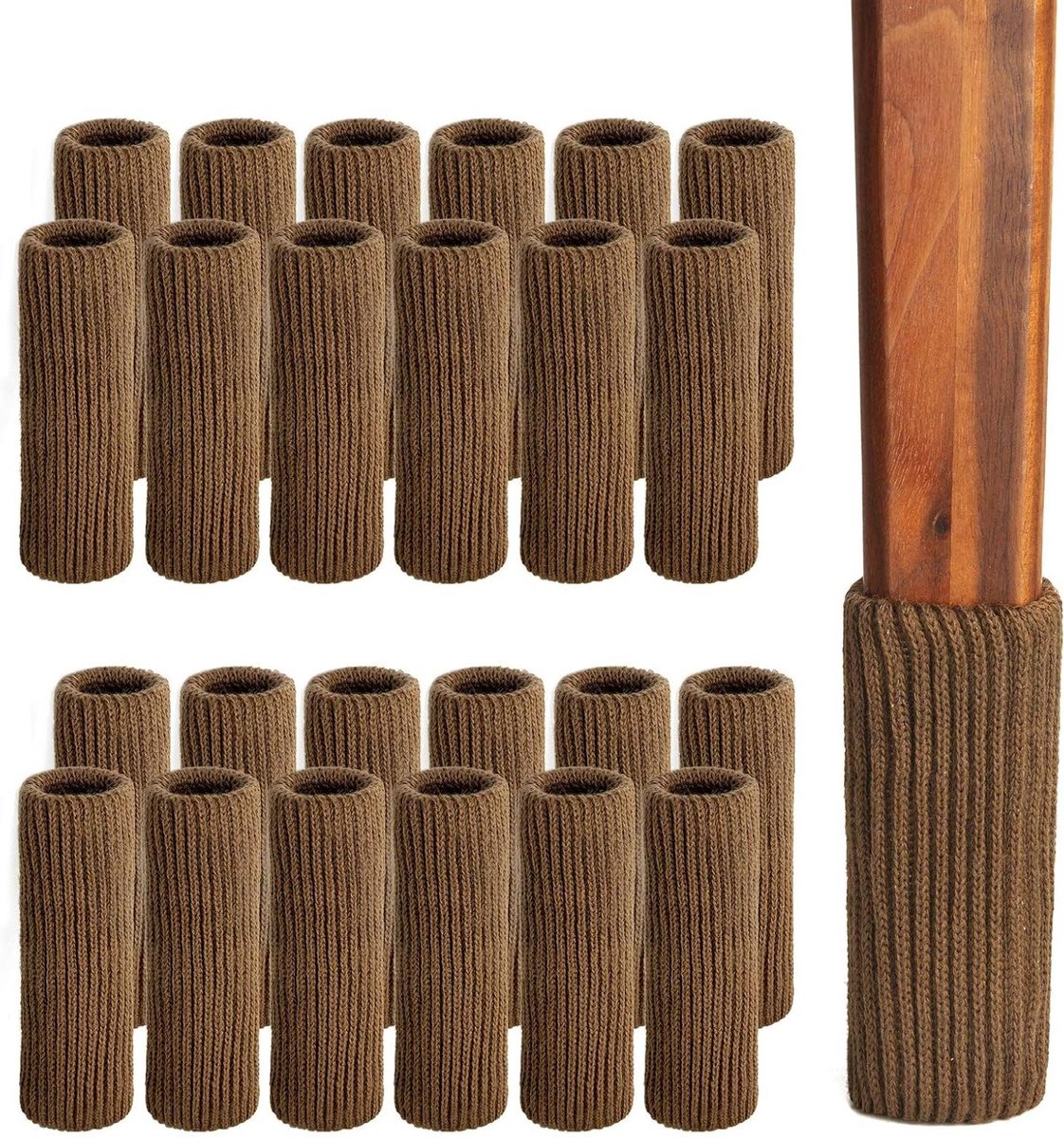 Stoelbeenbeschermers - Meubelsokken - Vloeren Beschermen - Hoge Elastische Pasvorm - 24 Stuks - Bruin
