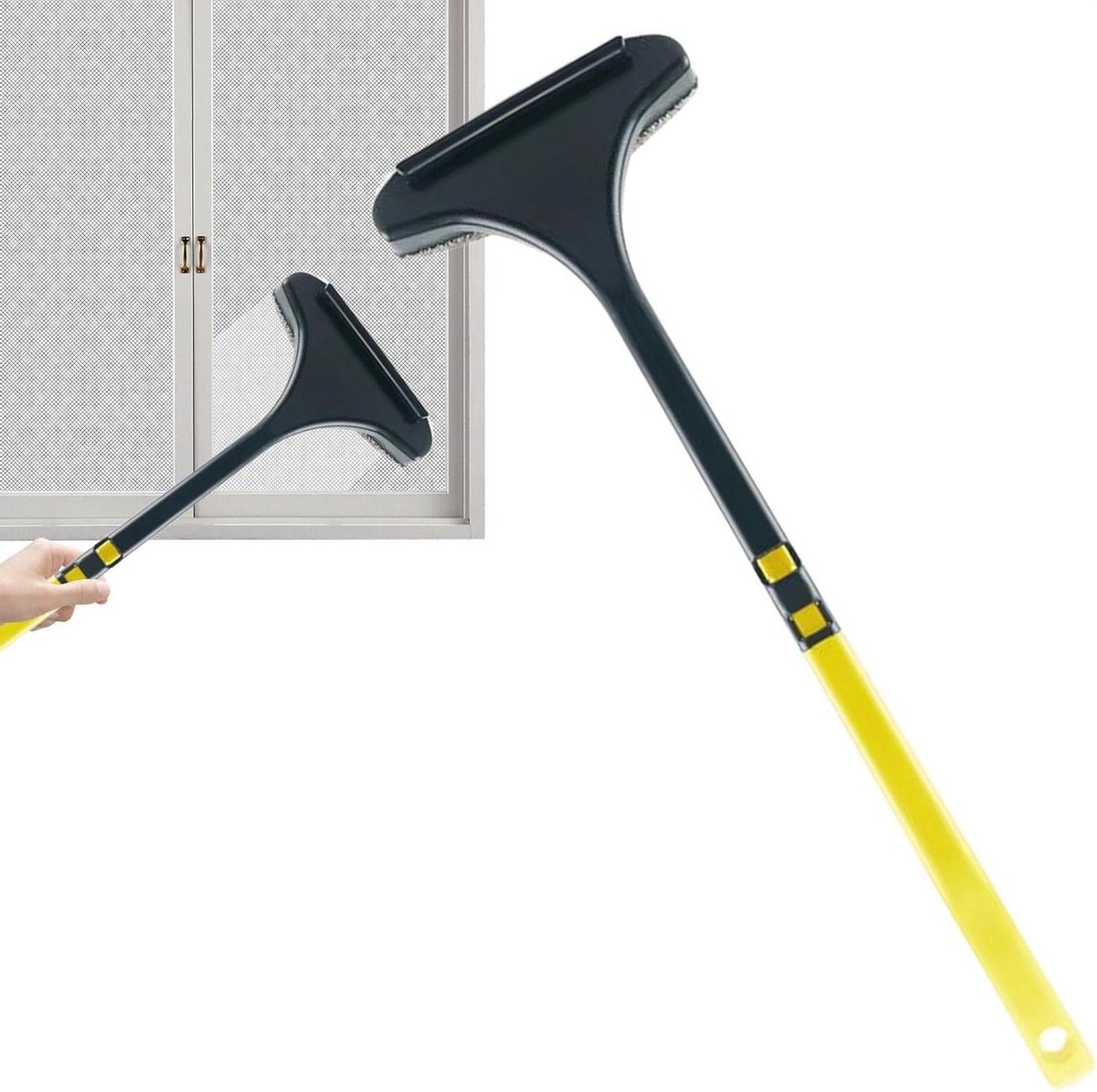 Raamscherm reiniger - Gaasborstel glasreiniger - Effectief schoonmaken - Dubbelzijdig ontwerp - 46 cm lengte - Veelkleurig