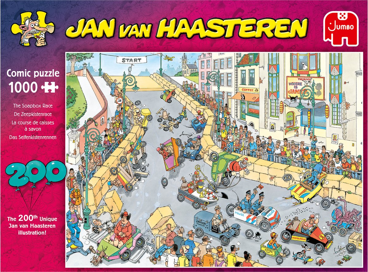 Bol.com Jan van Haasteren - 200ste Legpuzzel - Zeepkisten Race - 1000 stukjes - Puzzel aanbieding