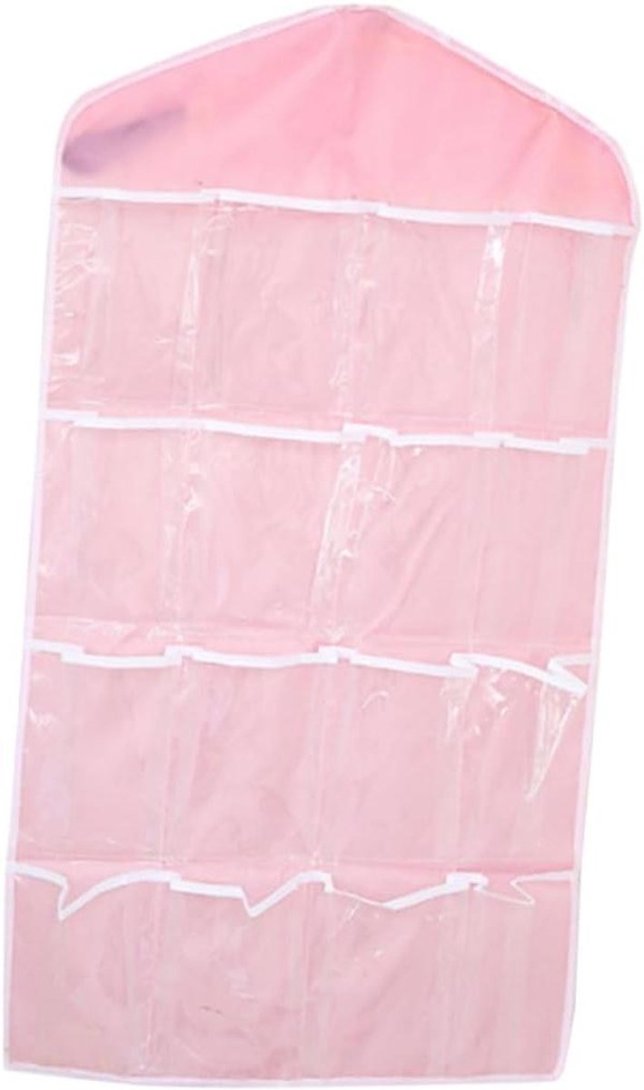 Hangende Opberger - Kast Organizer - Kleding Sorteren - 16 Ruitjes - 72x40cm - Roze