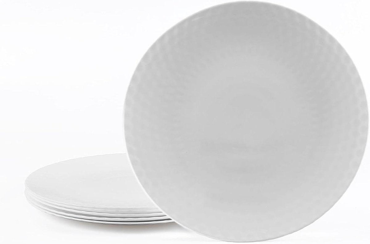 Dinerbordenset - Grote Borden - Dagelijks Diner - Voedselveilig Glas - 2667 cm - Wit