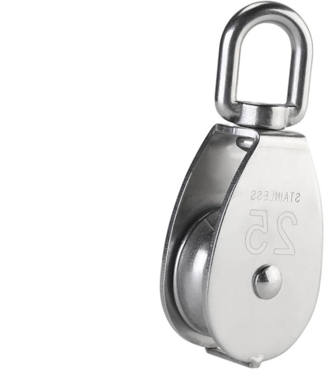 Enkelschijfs Katrol - Poelie Rol Muiswieltje - Zware Lasten Optillen - Roestvrij Staal 304 - 25 mm Wiel 150 kg