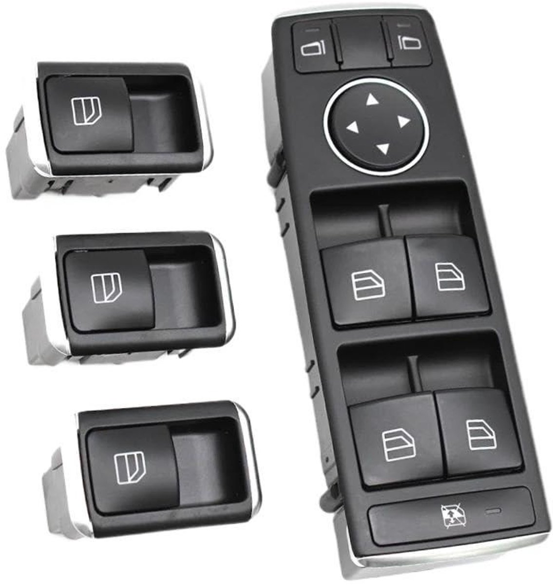 Raamschakelaar Set - Raambediening Knop - Autoruiten Bediening - Snelle Respons - 4 Stuks - Zwart