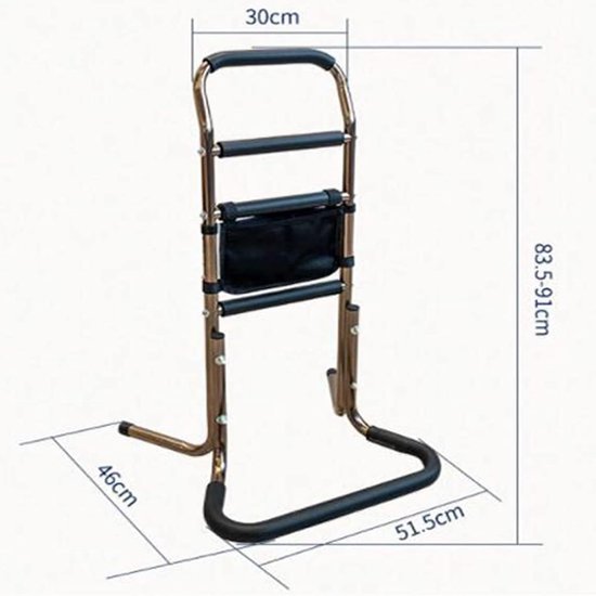 Stoel Sta Hulp - Opstahulp Senioren - Onafhankelijk Opstaan - Veilig Kantelbestendig - 83.5-91 cm Hoogte - Zwart — afbeelding 3