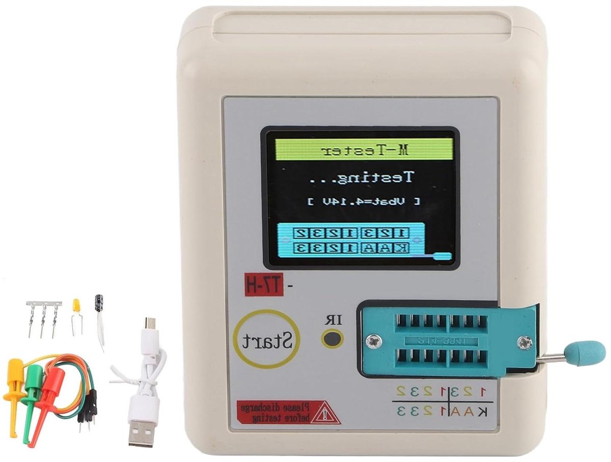 Transistortester - Componentenmeter - Elektronica Testen - Automatische Kalibratie - TFT Display - Zwart