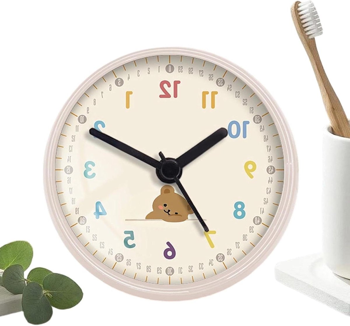 Waterdichte Klok - Stille Wandklok - Douche Keuken - Zuignap Montage - 8 x 2 cm - Wit