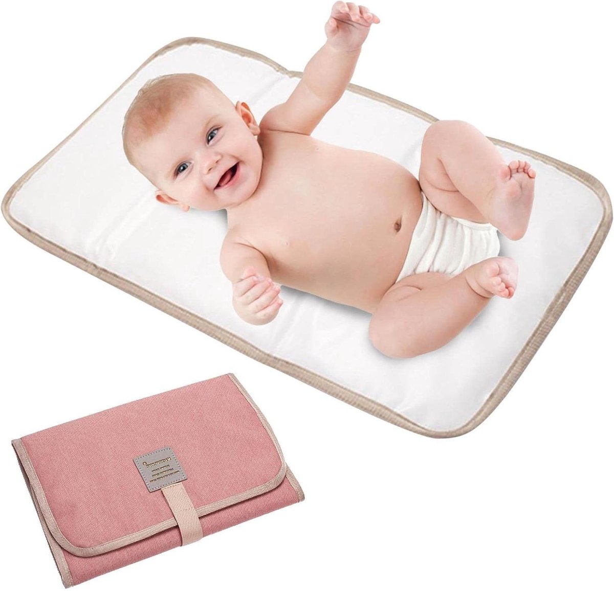 Baby Verschoonmat - Draagbare Mat - Onderweg Luiers - Waterdicht Vuilafstotend - 31 x 21 cm - Roze