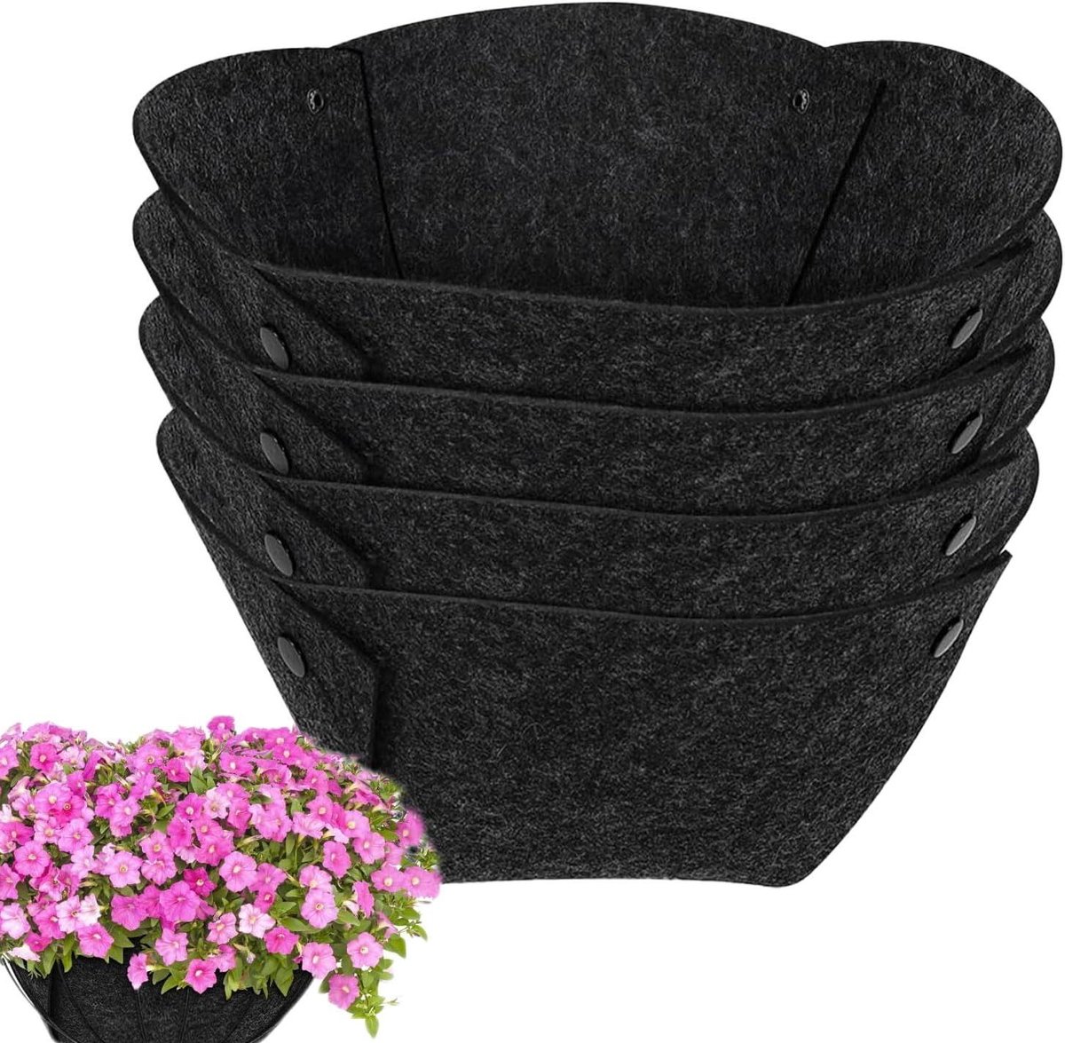 Bloemmandvoering - Plantenmand liners - Buitentuin decoratie - Natuurlijke vezel - 4 stuks - Natuurlijk
