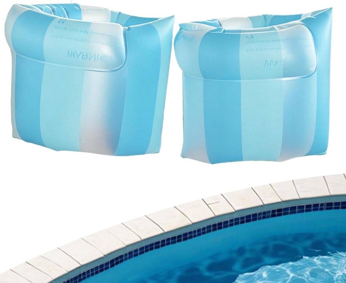 Kinderen Arm Drijvers - Zwemvleugels Waterwings - Leren Zwemmen - Verstelbaar Drijfvermogen - 1 Paar - Blauw Gestreept