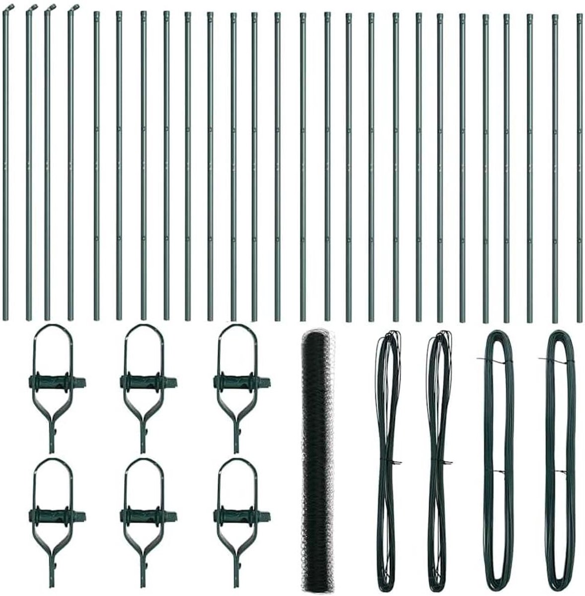 Hekpalen set - Stalen palen - Tuin omheinen - Duurzaam staal PVC - 15 meter - Groen