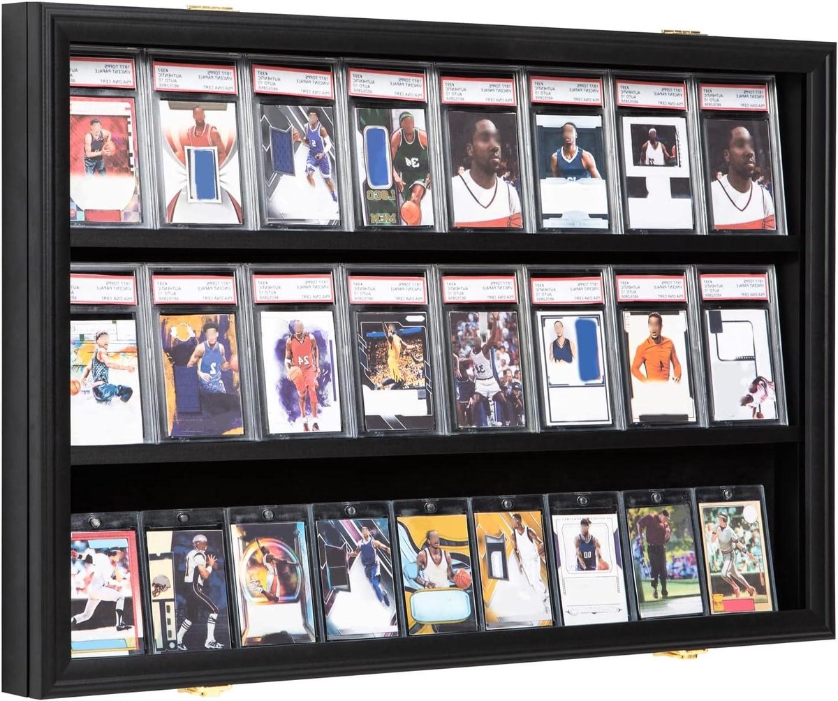 Kaart Display Case - Verzamelkaarten Vitrine - Kaarten Presenteren - UV-beschermende Acryl Deur - 24 Kaarten - Zwart