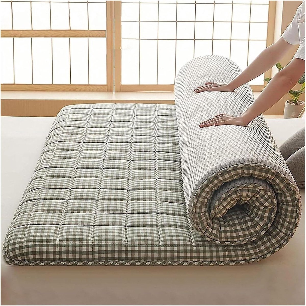 Japanse futonmatras - Opvouwbare slaapmat - Comfortabel slapen - Ergonomisch ontwerp - 120 x 200 cm - Groen
