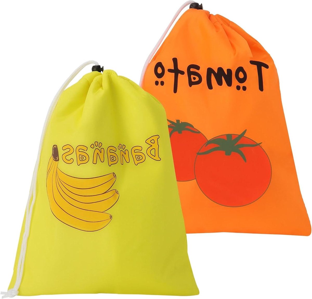 2 stuks opbergzakken voor groenten en fruit, herbruikbare zakken met trekkoord, isolerende zakken, opslag voor verse levensmiddelen, koelkast en keuken, banaan en tomaat