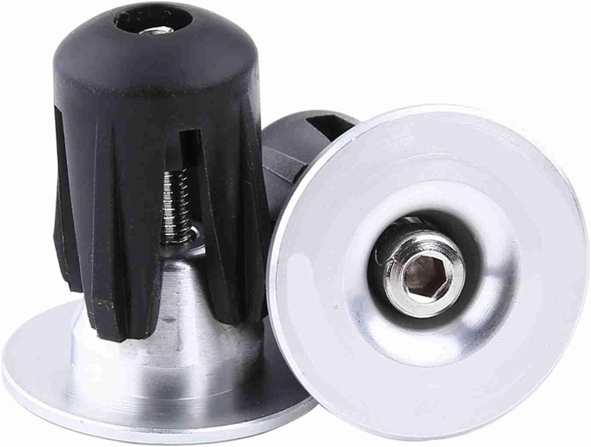 Fietsstuureindpluggen Set - Handvat Covers - Fietsen Verbeteren - Lichtgewicht Aluminium - 2 Stuks - Zilver