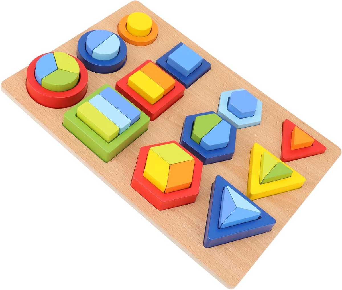 Geometrische Vorm Sorteerder - Houten Puzzel - Kinderen Leren Spelen - Milieuvriendelijk Materiaal - 35 x 24 x 4 cm
