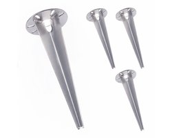 Grondanker voor tuinlamp - set van 4 - 30 cm - zilver