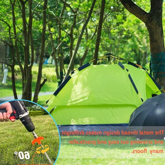 20 x Robuuste stalen schroefharingen - Stevig voor camping en outdoor - Stormbestendig - Voor harde vloeren, bos, weiden en gras — afbeelding 4