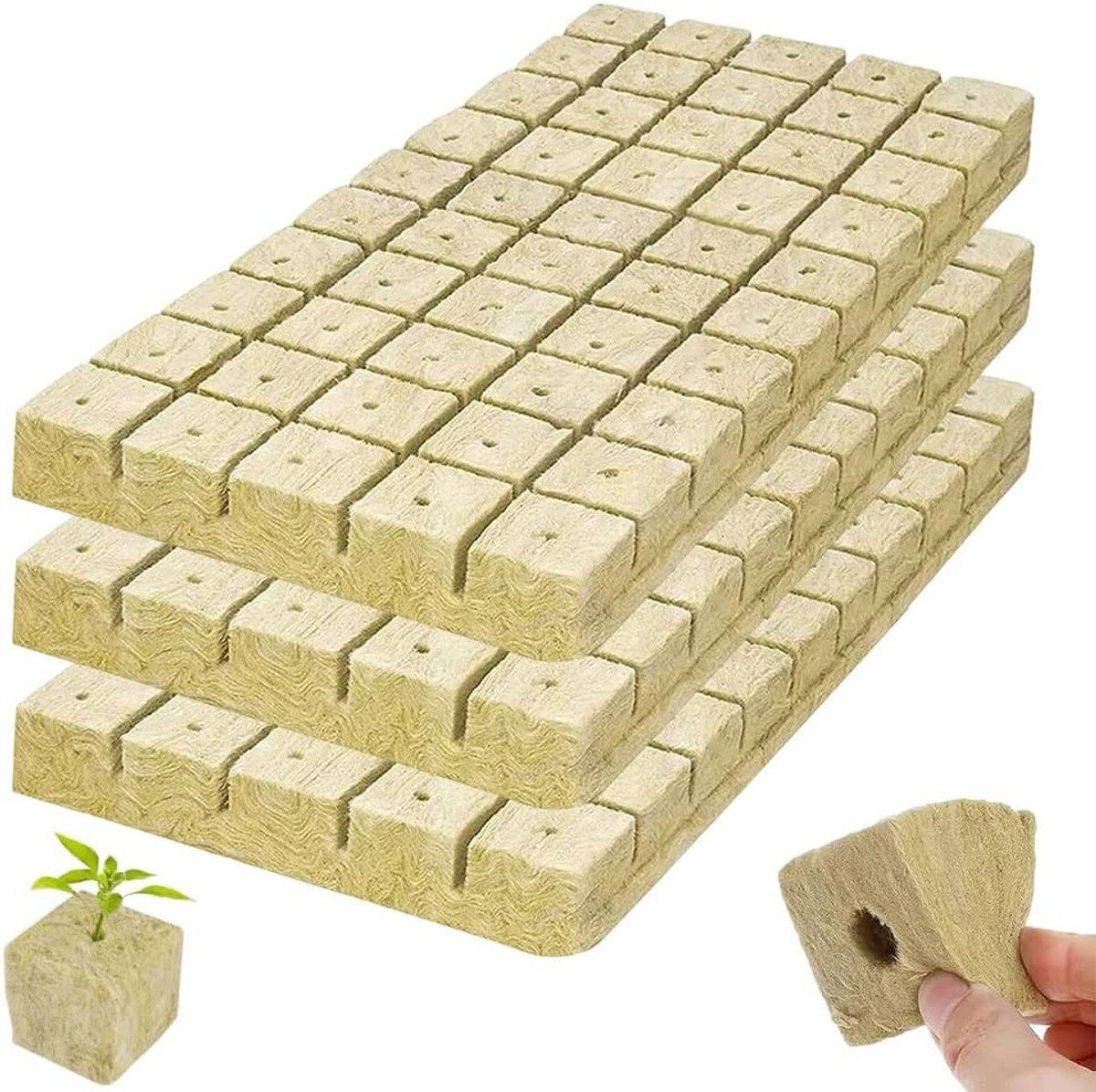 150 Stukken Groeiende Steenwol Blokken 2.5 x 2.5 x 2.5 cm voor Hydroponics, Zaailingen en Plantenverzorging