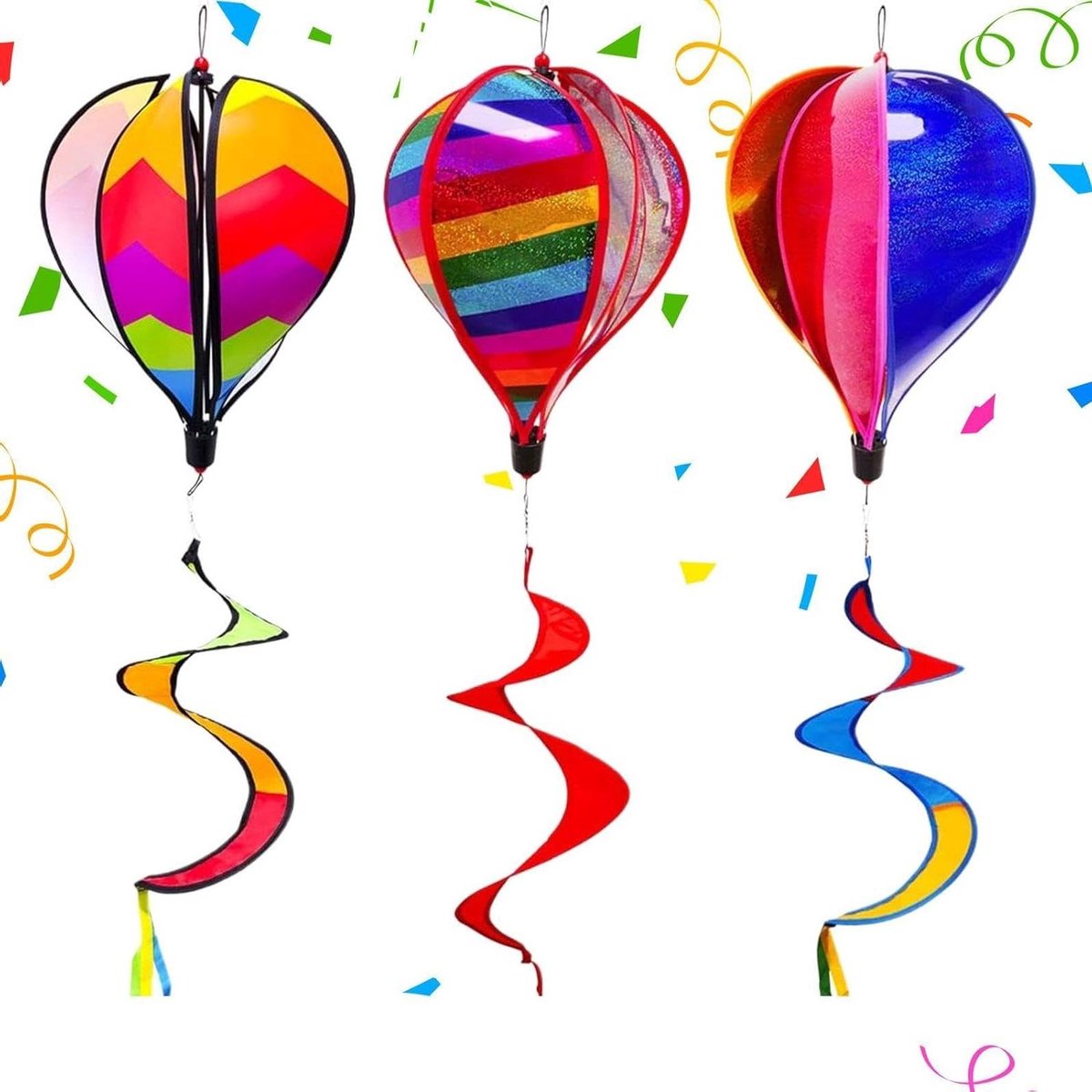 Decoratieve Windmolen - Luchtballon Spinner - Tuin Decoratie - Windgeactiveerde Beweging - 129 cm Hoog - Regenboogkleurig