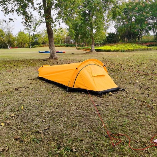 Wildkampeer Slaapzak Tent - Backpackers Tent - Buiten Overnachten - Ultralicht en Waterdicht - 220 x 90 cm - Geel — afbeelding 3