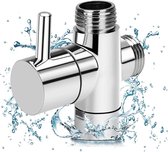 Vervanging van de douche-omleidingsklep - Douche-omleiding - 3-weg T-adapter afsluitklep - G1/2-inch(20mm) vrouwelijke inlaat en uitlaat - Eenvoudig te installeren - Geschikt voor douchekop-omleidingen - Zilver