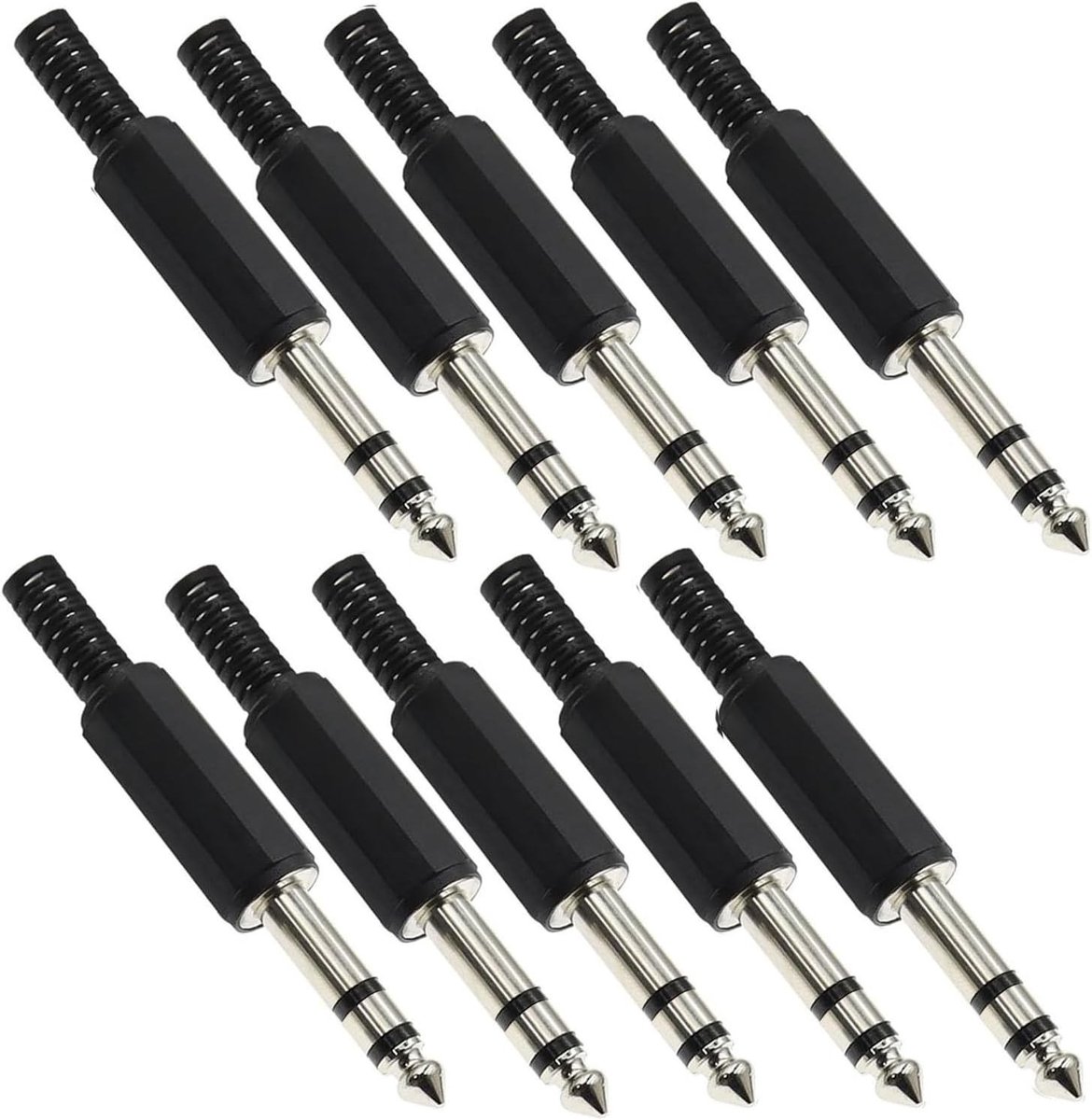 10 x 6.35 mm Stereo TRS Rivet Plug voor Solderen - Geschikt voor Gitaar, Microfoon en Speakers, Hoogwaardige Audioverbindingen