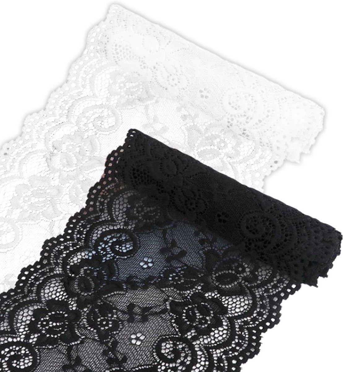 2 rolls of lace cuffs, wide lace ribbon, lace ribbon for sewing, white lace, wide white lace edge, wide white lace ribbon
