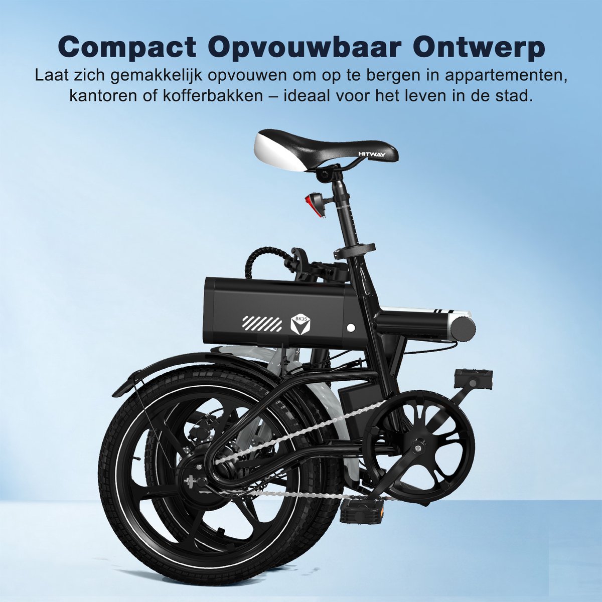 Hitway Elektrische Fiets BK35S - Trendy 16 Inch City Commuter EBike met Afneembare 36V 9Ah Lithium Batterij - Opvouwbaar E-Bike met 250W Motor - APP Bediening – foto 4