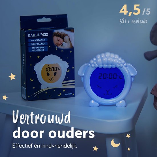 Kinderwekker Lammetje - Nachtlampje Educatief - Kind Leren Slapen - Verstelbare Helderheid - Klein Compact - Wit — afbeelding 4