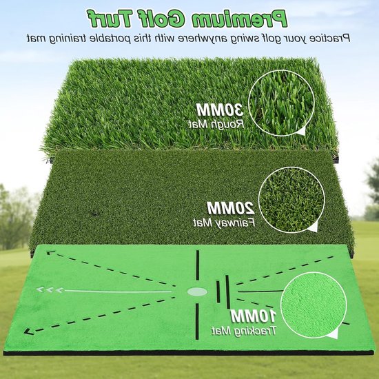 Golf Oefenmat - Swing Trainer - Golfslag Verbeteren - 3-in-1 Matten - 40x30cm - Groen van GOLF — afbeelding 3