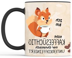 Koffiemok Spreuk - Themok Cadeau - Kantoor Koffiepauze - Vaatwasmachinebestendig - 330 ml - Wit-zwart
