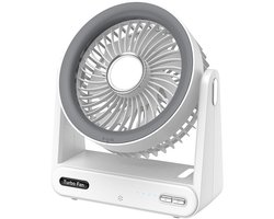 KZQ Zilveren Kleine Usb Powered Desktop Ventilator - Herlaadbaar Met Vier Windsnelheden Tot 15 Uur Batterijduur Krachtige Luchtstroom Ultrastil Voor Kantoor Kamer En Reis - Zilver