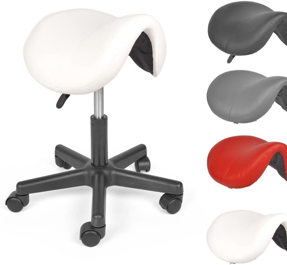 Zadelkruk - Werkkruk - Ergonomisch Zitten - Traploos Verstelbaar - 45-57 cm - Wit