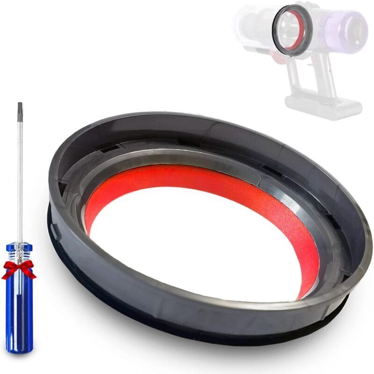 Geschikt voor Dyson V11, SV14 en SV15 stofzuigers: bevestigingsringen, reserveonderdelen en stofreservoirs met T-handgreepschroevendraaier.