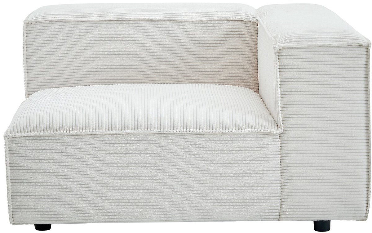 Vente-unique Hoekfauteuil rechts in beige ribfluweel RUZOLO