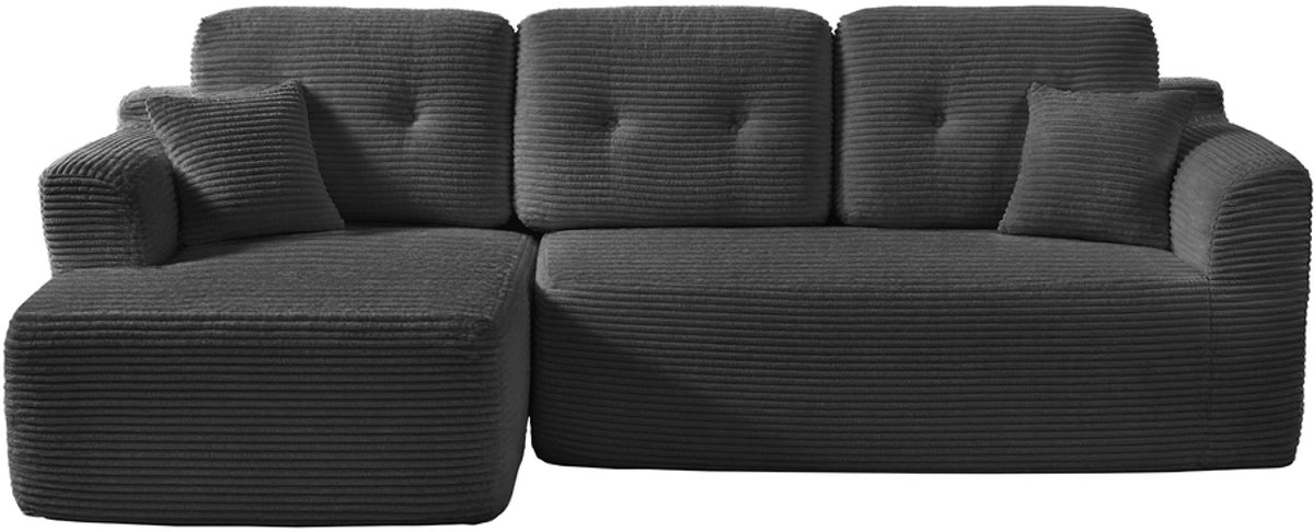 Modulaire hoekbank - 244 cm breed - Schuim en corduroy - Chaise longue aan de linkerkant - Vacuümverpakt