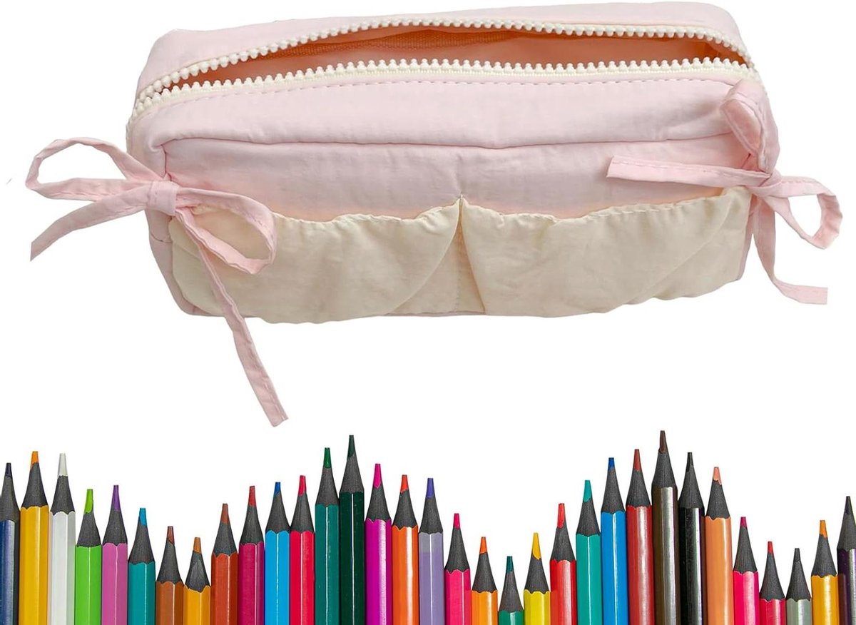Etui Pouch - Pennentas Organizer - Studie Werk - Veelzijdige Opbergvakken - 19x5x8 cm - Roze