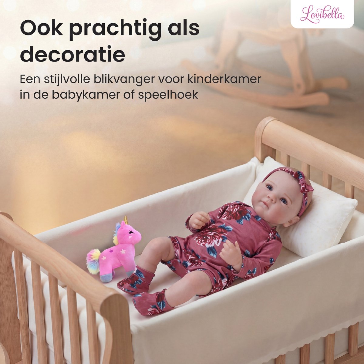 Lovibella® Nora Reborn Baby Pop Meisje - Levensechte Babypoppen - Dementie poppen - 45 cm - Complete Accessoires Set - Realistische Poppen - Zoals Echt - Zacht Vinyl - Doll Speelgoed 3 Jaar — afbeelding 7
