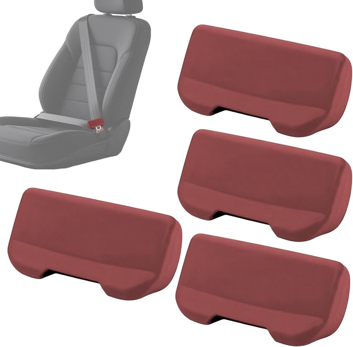 Gordelbeschermer - Gesphoes - Auto Interieur - Geluidsreductie - 4 Stuks - Rood