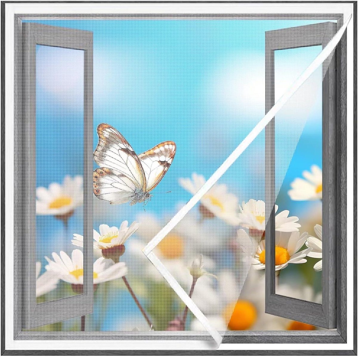 Raamhor - Horrengaas - Insecten Buiten Houden - Zonder Boren - 130x170cm - Wit