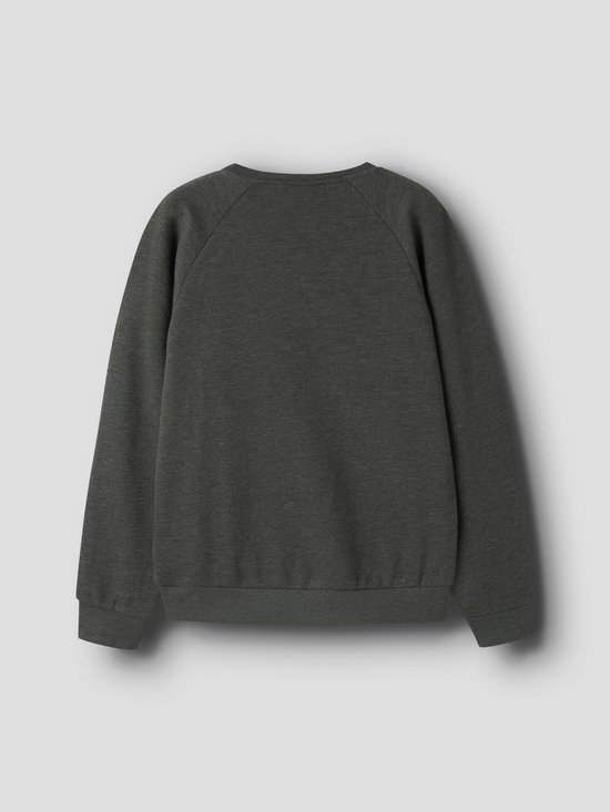 Donkergrijze sweater, achterkant.
