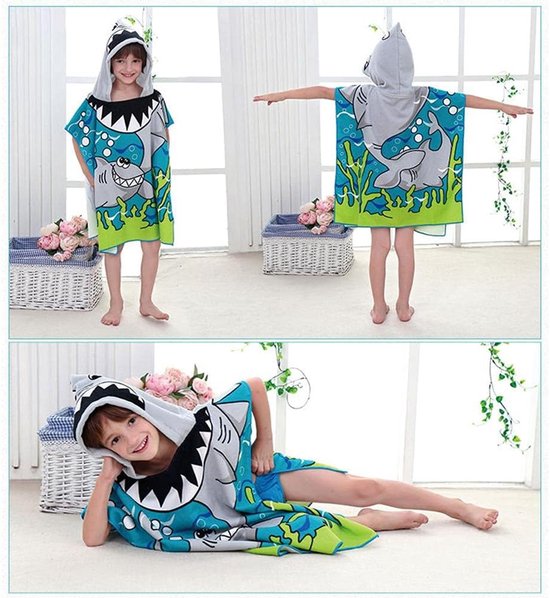 Kinderbadjas - Poncho handdoek - Na het baden - Zacht microvezel - 60x120 cm - Cartoon print — afbeelding 5