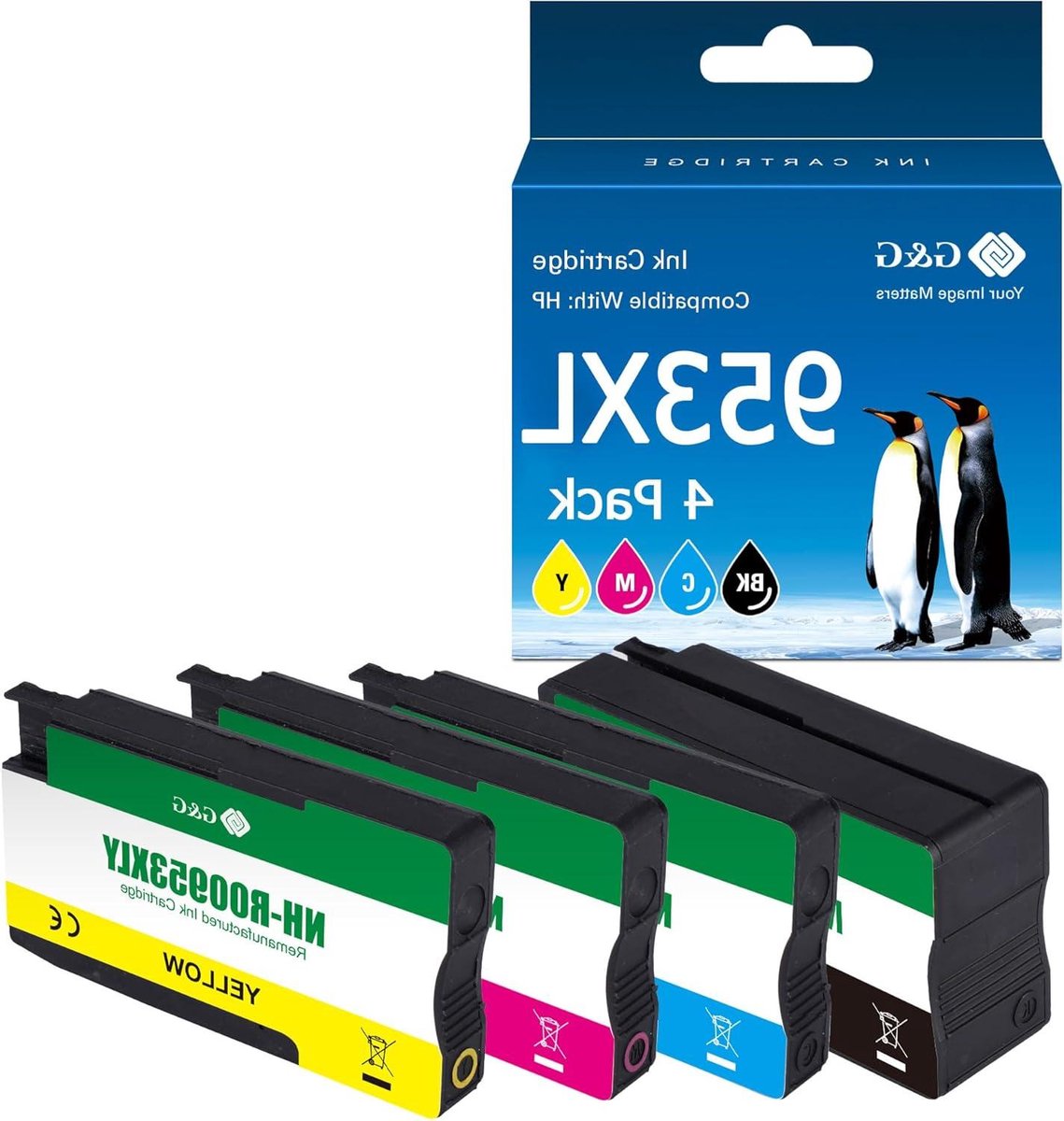 Printer Cartridges - Inkt Patronen - Documenten Printen - Intelligente Chip - 4 Stuks - Zwart Cyaan Magenta Geel