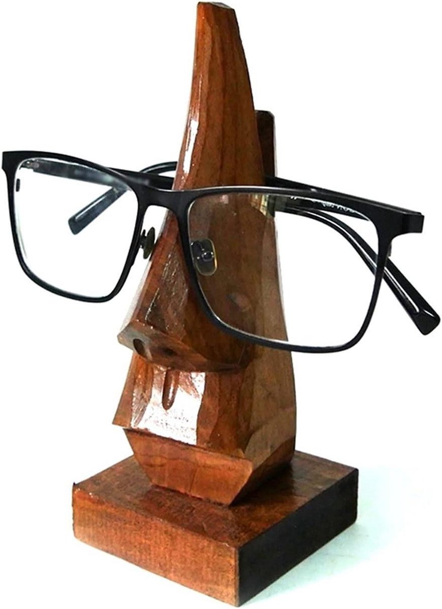Brillen Display - Zonnebril Houder - Opslag Organisatie - Handgesneden Hout - 11.5 cm Lengte - Natuurlijk